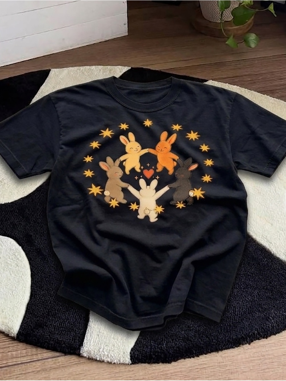 Cute Bunny Circle Shirt, Whimsical Animal Bunny Circle Graphic Tee